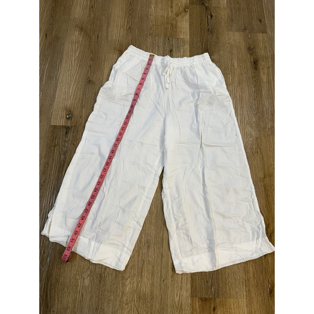 Athleta Cotton Dreams Sleep Culotte Womens M White Wide Leg Pajama Pants Lounge - Picture 5 of 8